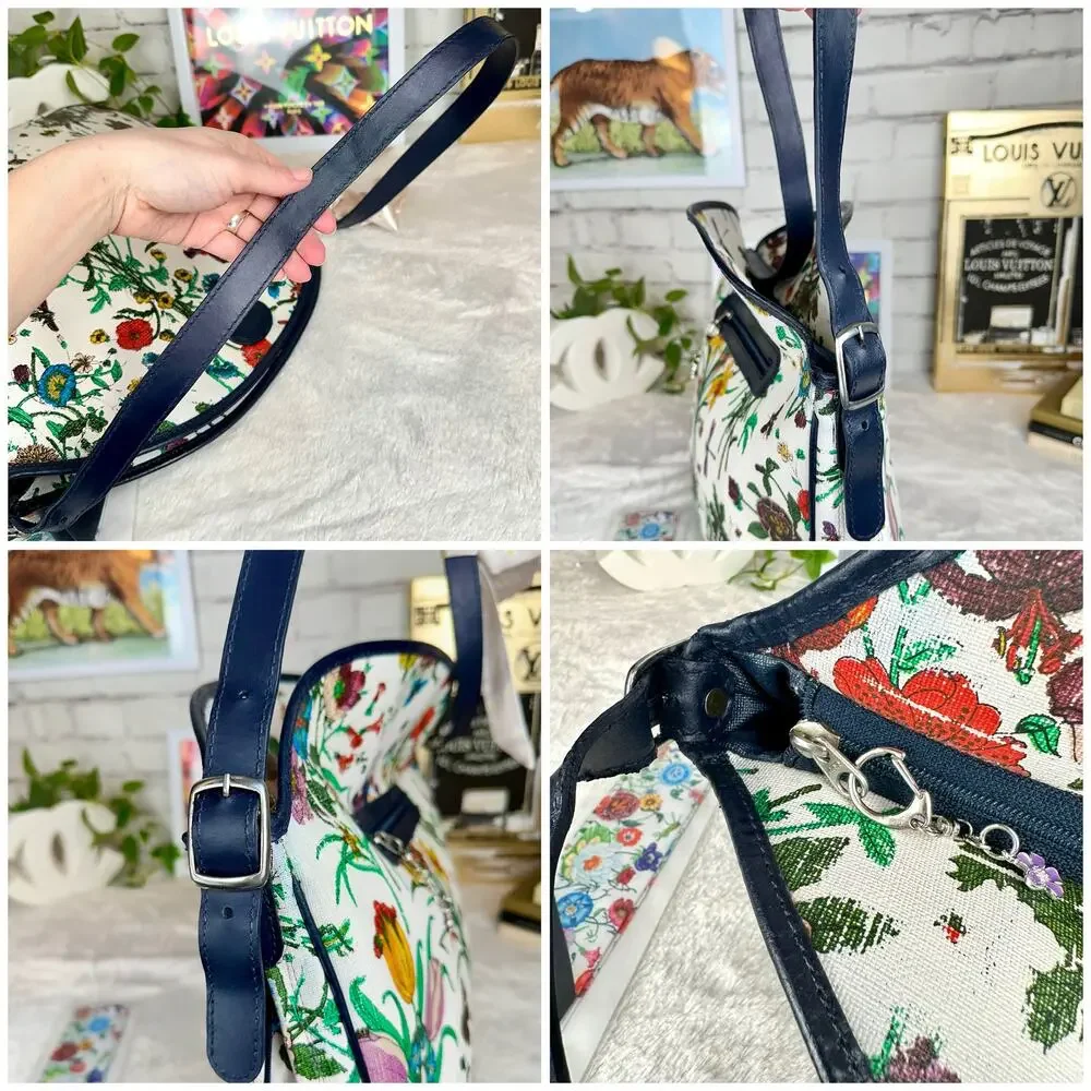 Gucci Flora GG Vintage Large Shoulder Bag tote Good USED with scarf RARE. GIFT! - Picture 9 of 16